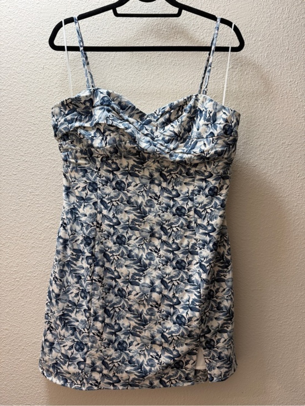 Abercrombie & Fitch Dress L Tall Blue Floral Mini Smocked Back Sundress Boho LT